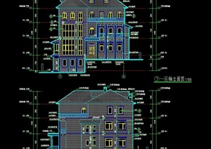 某欧式独特别墅cad施工图天正打开