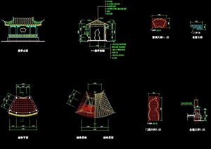 完整的园林景观亭子cad施工图