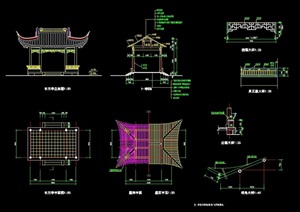 某古典中式园林景观亭子cad施工图