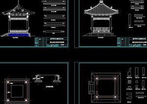 中式古典园林景观亭子cad施工图