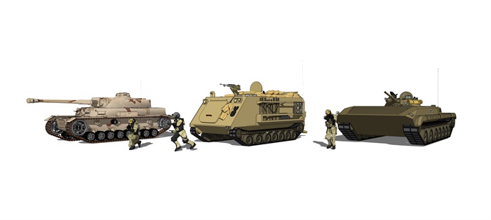 现代坦克装甲车特种兵军事人物SU模型(2)