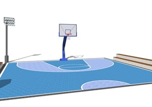篮球场半场设计SU(草图大师)模型