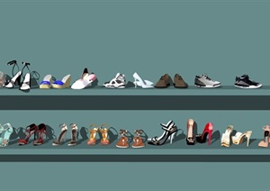 现代鞋子 高跟鞋 帆布鞋SU(草图大师)模型