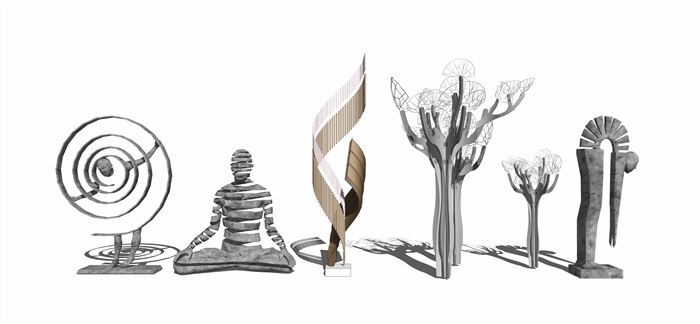 现代抽象雕塑 人物雕塑su模型(3)