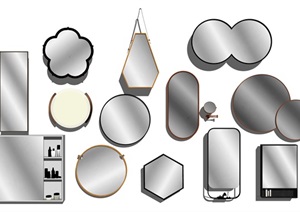 现代卫生间镜子 化妆镜组合SU(草图大师)模型