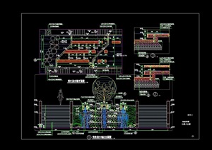 某完整的现代园林景墙cad施工图