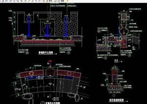 详细的整体园林景墙cad施工图