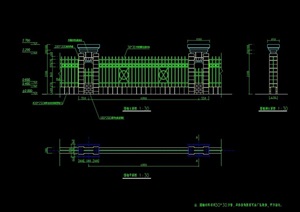 某小区围墙栏杆素材cad施工图