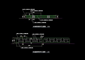 完整的独特围墙栏杆素材cad施工图