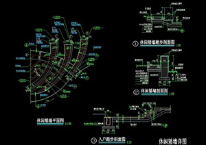 园林景观独特现代景墙cad施工图