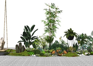 现代绿植盆栽 植物仙人掌 多肉 吊椅SU(草图大师)模型