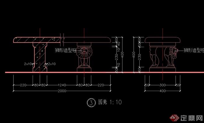详细的景观坐凳cad施工图
