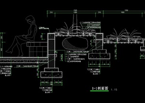 种植树池及坐凳设计cad剖面施工图