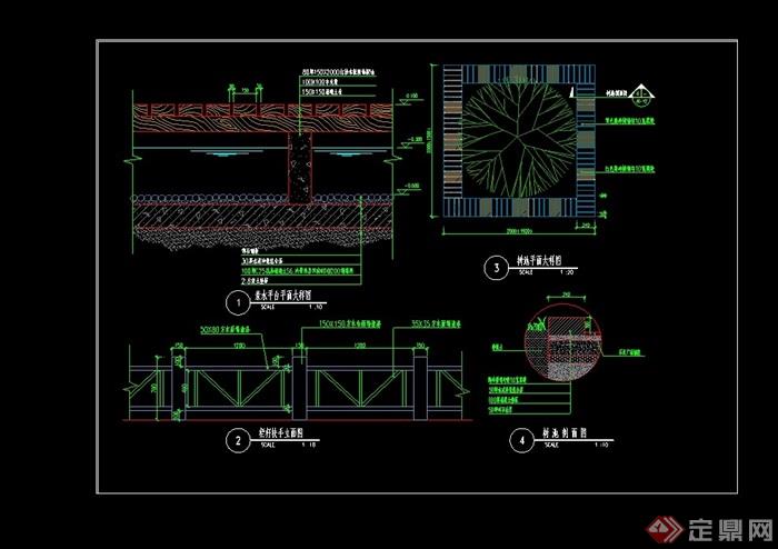 种植树池及栏杆cad施工图