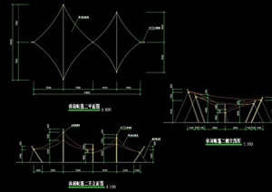 现代休闲帐篷园林廊架设计cad施工图