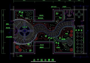 某整体的详细庭院景观cad平面图