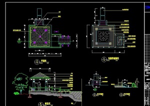 某详细的完整景观亭cad施工图