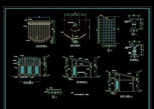 详细的完整休闲亭素材cad施工图