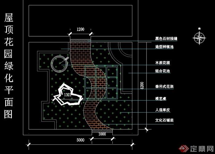 某屋顶花园设计cad平面方案