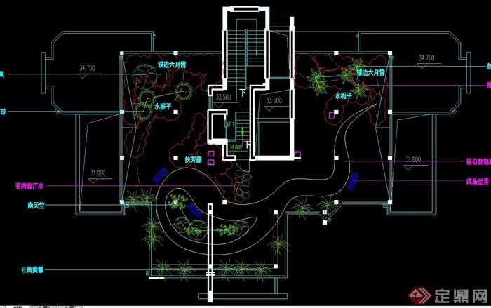 某完整的详细花园景观cad方案图