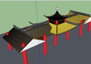 日式风格景观节点廊设计SU(草图大师)模型