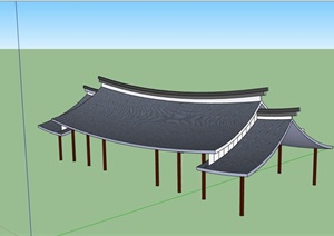 某日式景观长廊设计SU(草图大师)模型
