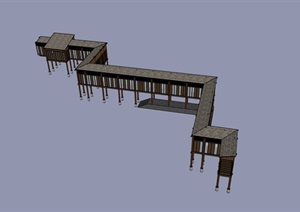 中式详细的景观节点廊设计SU(草图大师)模型