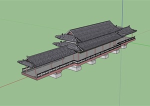 景观节点长廊桥设计SU(草图大师)模型