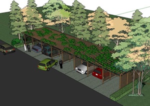 景观节点停车廊设计SU(草图大师)模型