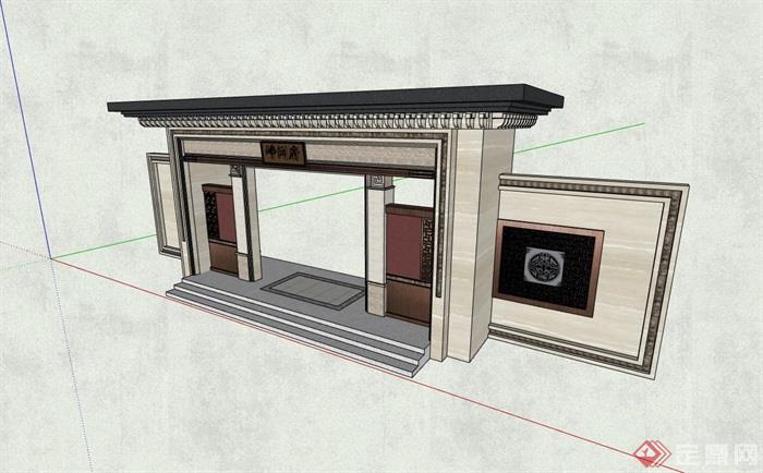 某详细的中式大门节点素材设计su模型