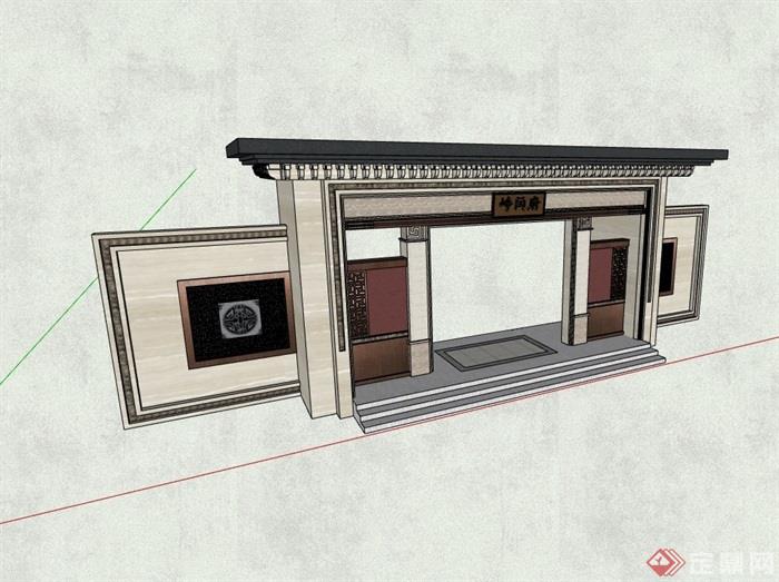 某详细的中式大门节点素材设计su模型