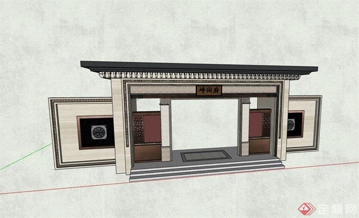 某详细的中式大门节点素材设计su模型