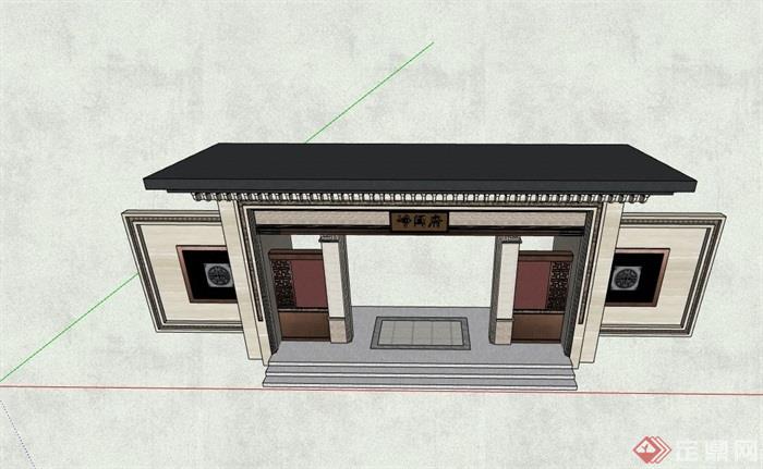 某详细的中式大门节点素材设计su模型