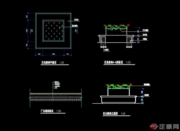 完整的详细种植花池cad施工图