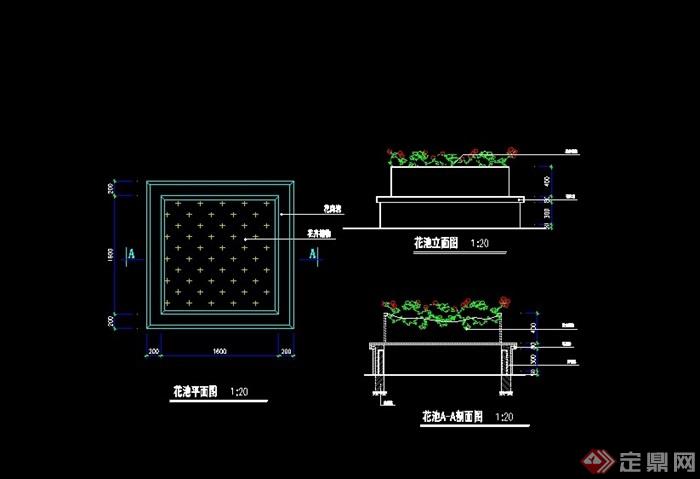 完整的详细种植花池cad施工图