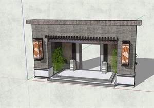 某完整的中式庭院大门入口SU(草图大师)模型