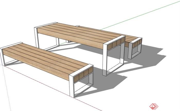 详细的户外餐桌椅su模型