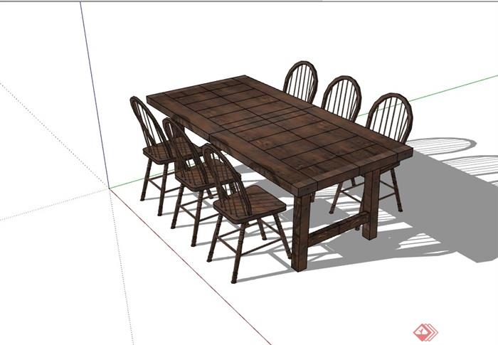 完整的详细的户外餐桌椅su模型
