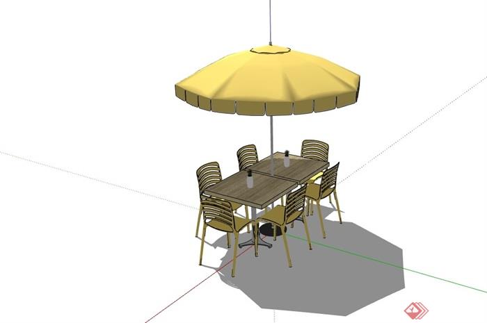 详细的户外伞餐桌椅su模型