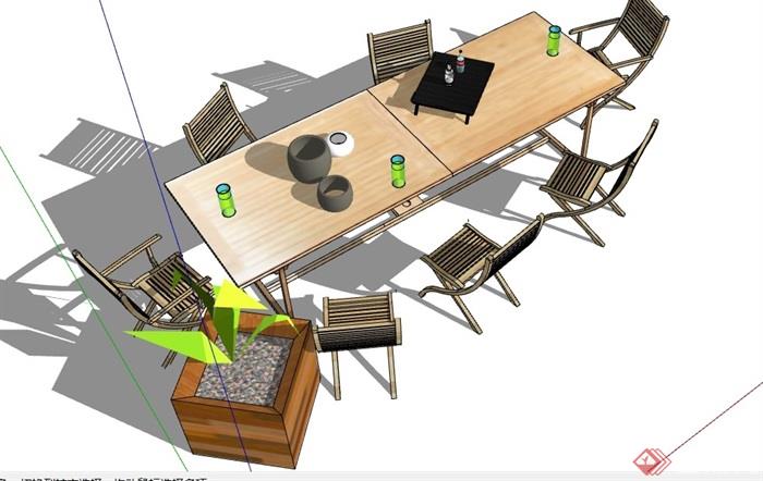 详细的素材户外餐桌椅su模型
