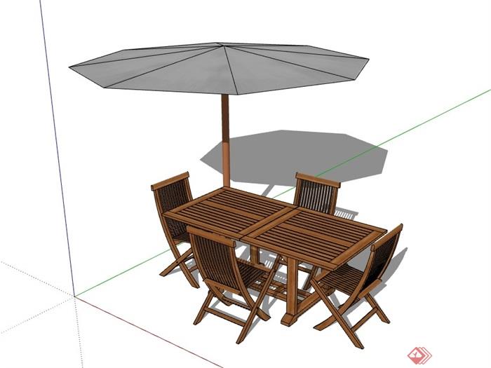 现代详细的户外伞桌椅su模型