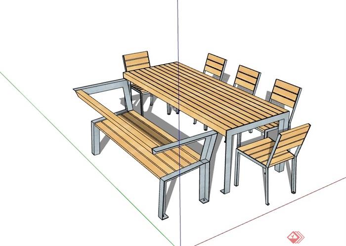 现代整体详细的户外餐桌椅su模型