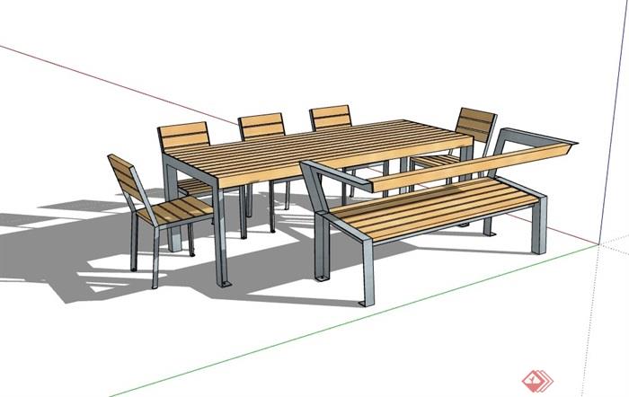 现代整体详细的户外餐桌椅su模型