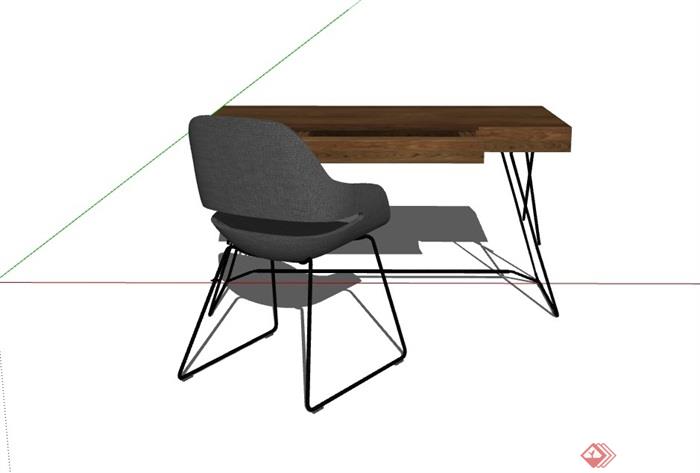 现代办公书桌椅设计su模型