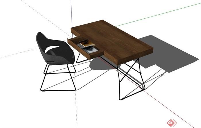 现代办公书桌椅设计su模型