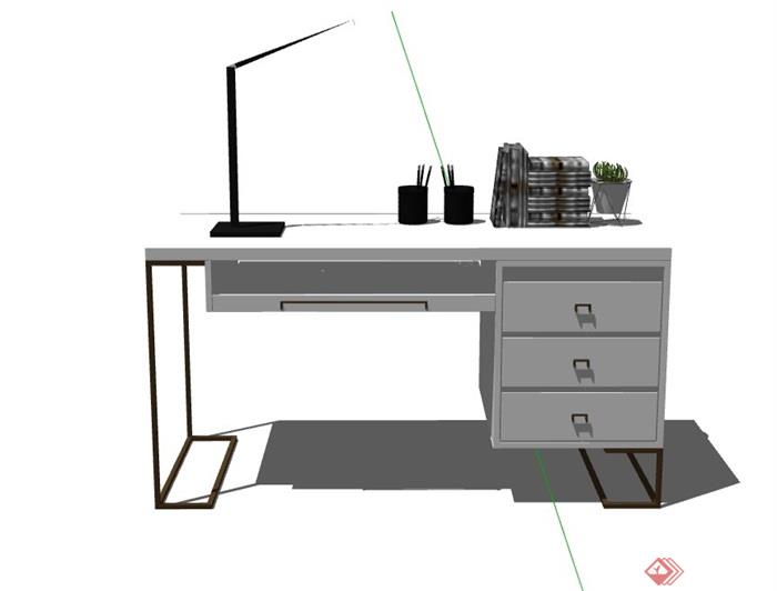 某室内办公桌设计su模型