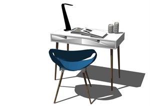 现代风格室内书桌椅设计SU(草图大师)模型