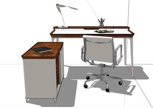 某现代风格整体的书桌椅设计SU(草图大师)模型