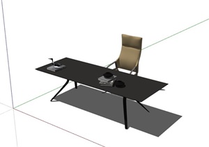 某完整的详细老板书桌椅设计SU(草图大师)模型