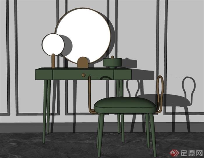 某现代室内梳妆桌椅素材su模型